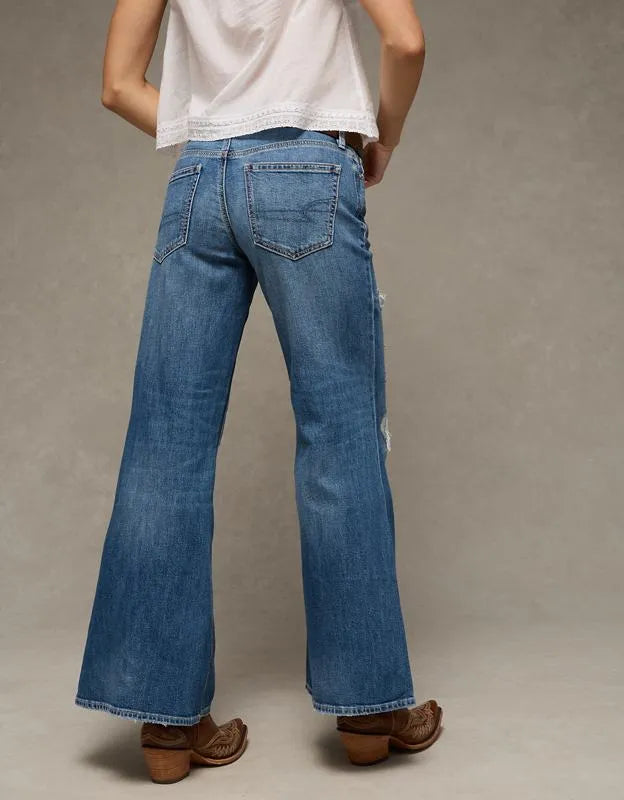 AE x Stagecoach Dreamy Drape Stretch Super Low-Rise Baggy Flare Jean