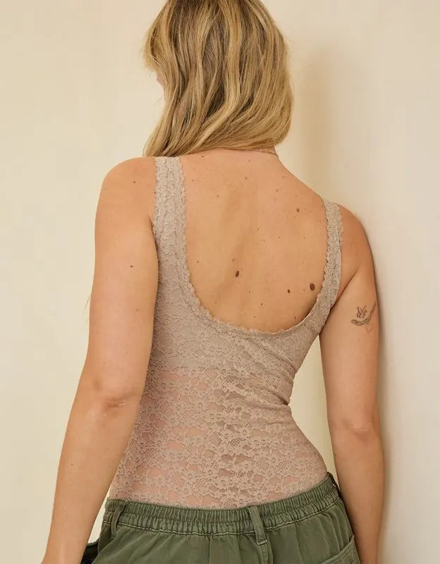 Show Off Vintage Lace Scoop Bodysuit