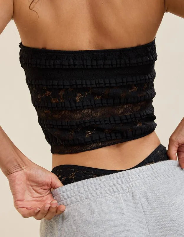 Show Off Festival Lace Ruffle Tank Top
