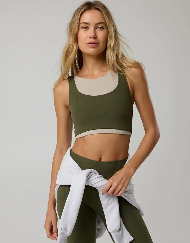 OFFLINE By Aerie Real Me XTRA Rib Switch Up High Neck Sports Bra