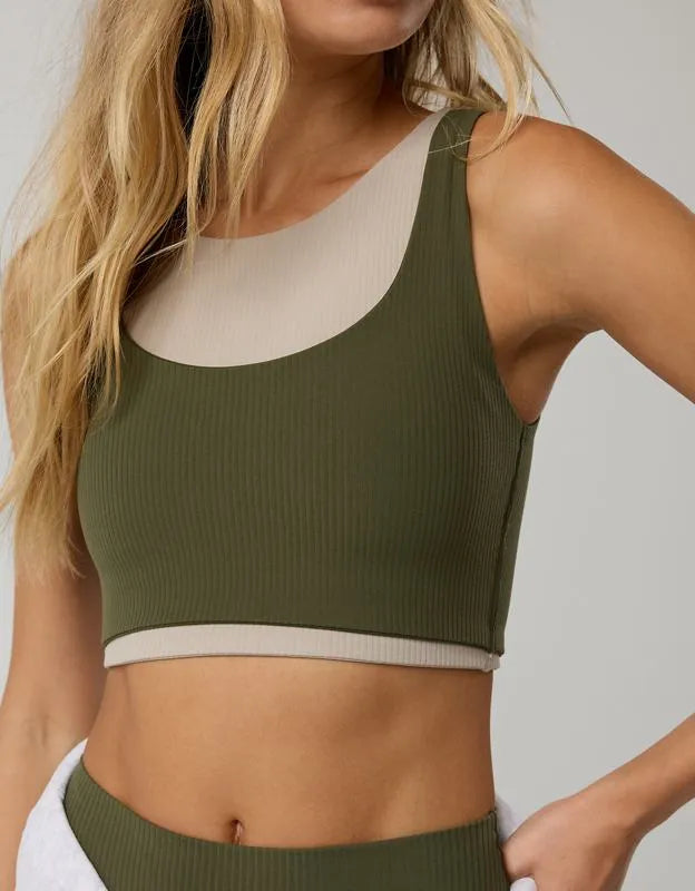 OFFLINE By Aerie Real Me XTRA Rib Switch Up High Neck Sports Bra