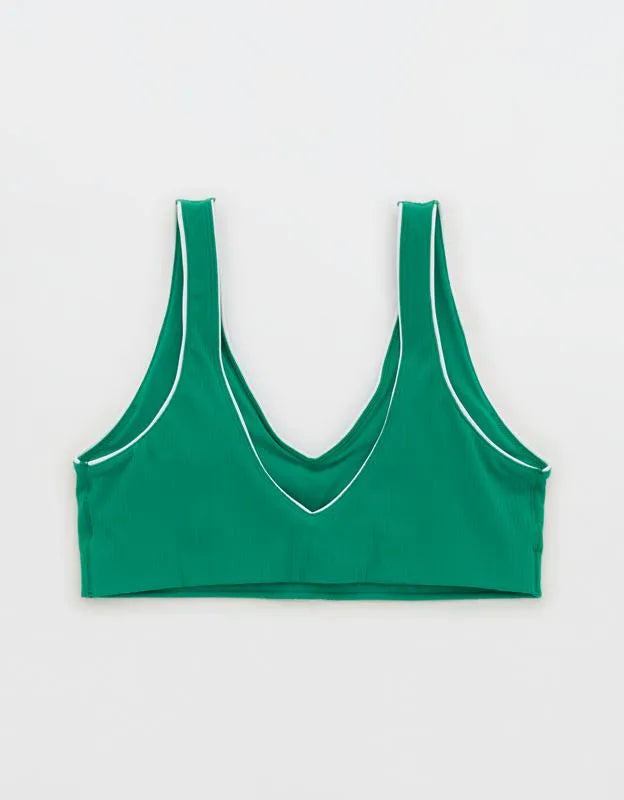 OFFLINE By Aerie Real Me XTRA Rib Piping Sports Bra