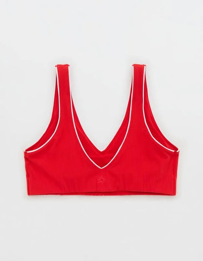 OFFLINE By Aerie Real Me XTRA Rib Piping Sports Bra