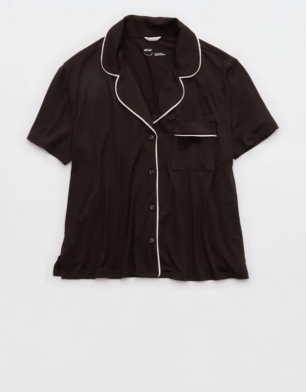 OVERSLEPT by Aerie Real Soft® Short Sleeve Pajama Shirt