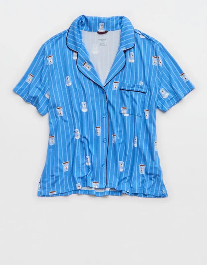 OVERSLEPT by Aerie Real Soft® Short Sleeve Pajama Shirt