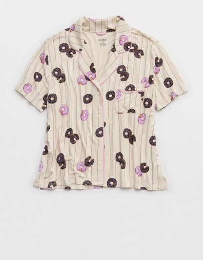 OVERSLEPT by Aerie Real Soft® Short Sleeve Pajama Shirt