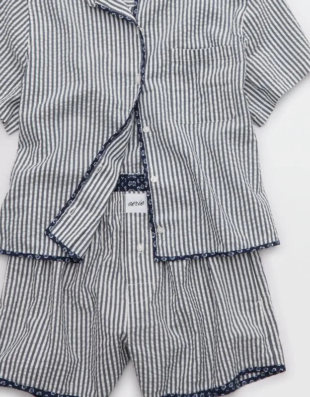 Aerie Seersucker Short Sleeve Pajama Top