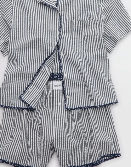 Aerie Seersucker Short Sleeve Pajama Top