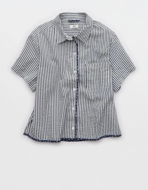 Aerie Seersucker Short Sleeve Pajama Top
