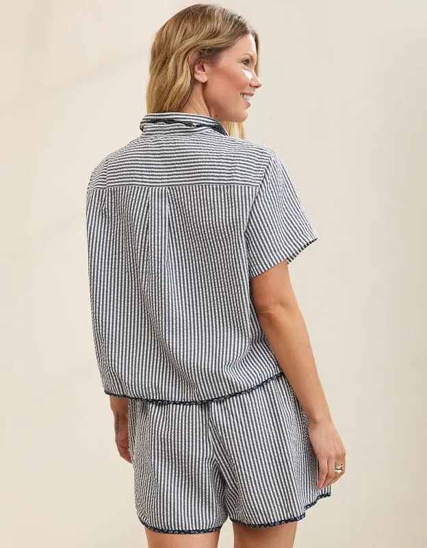 Aerie Seersucker Short Sleeve Pajama Top