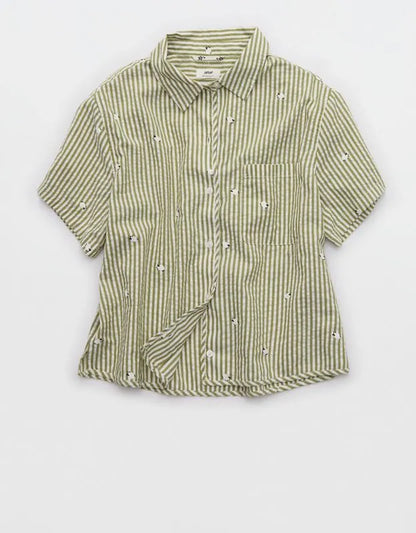 Aerie Seersucker Short Sleeve Pajama Top