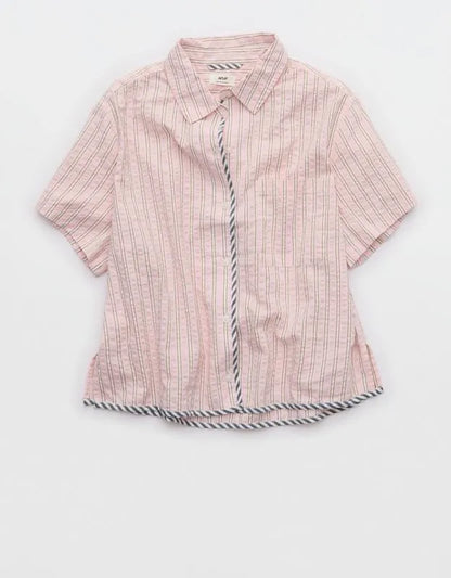 Aerie Seersucker Short Sleeve Pajama Top