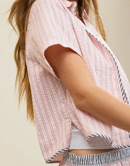 Aerie Seersucker Short Sleeve Pajama Top