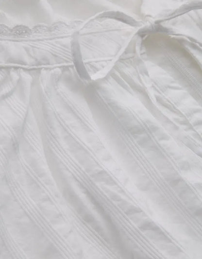 OVERSLEPT by Aerie Seersucker Long Sleeve Volume Tie Top