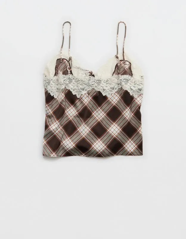 OVERSLEPT by Aerie Liquid Satin Keyhole Tank Top