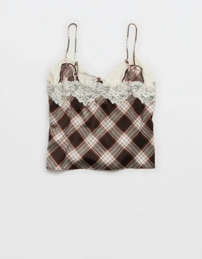 OVERSLEPT by Aerie Liquid Satin Keyhole Tank Top