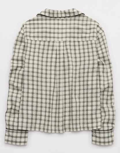 OVERSLEPT by Aerie Seersucker Long Sleeve Shirt