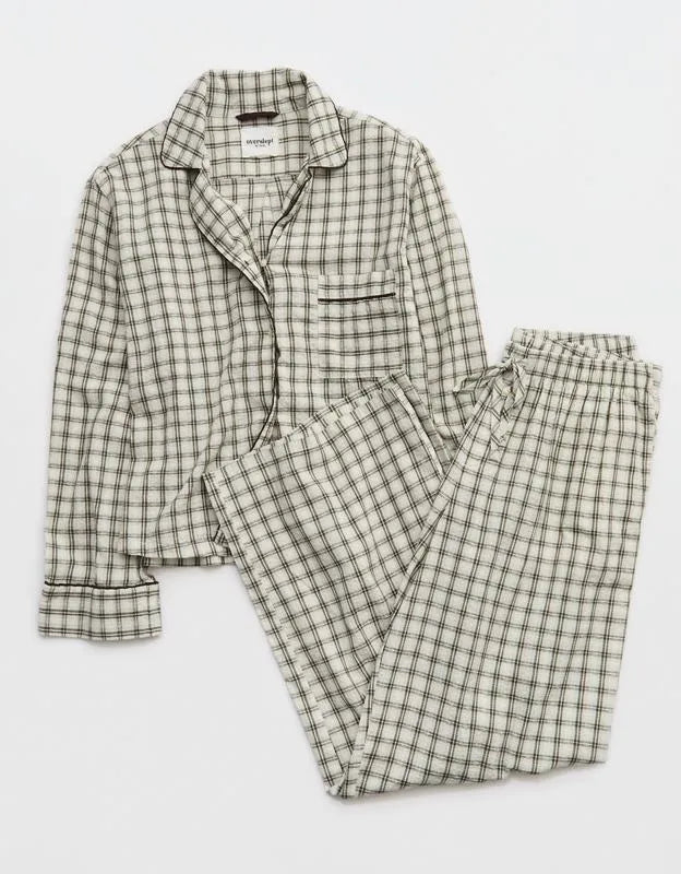 OVERSLEPT by Aerie Seersucker Long Sleeve Shirt