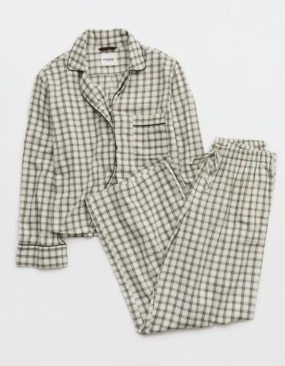 OVERSLEPT by Aerie Seersucker Long Sleeve Shirt