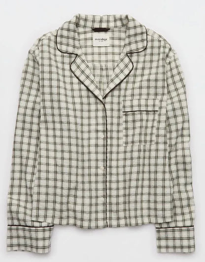 OVERSLEPT by Aerie Seersucker Long Sleeve Shirt