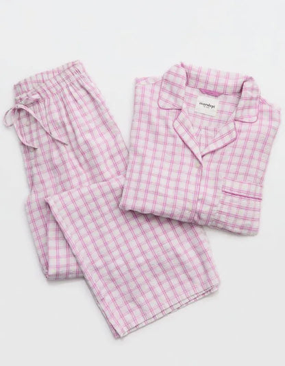 OVERSLEPT by Aerie Seersucker Long Sleeve Shirt