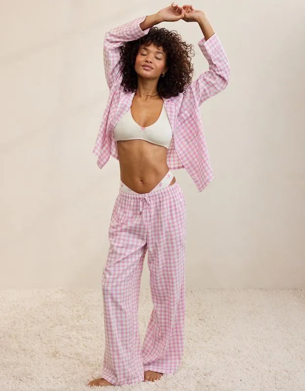 OVERSLEPT by Aerie Seersucker Long Sleeve Shirt