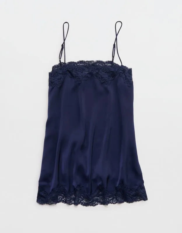 OVERSLEPT by Aerie Liquid Satin Tunic Tank