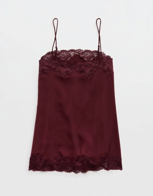 OVERSLEPT by Aerie Liquid Satin Tunic Tank