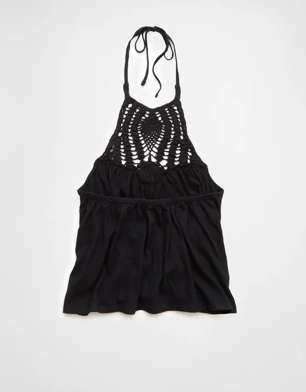 AE Sunchaser Knit Crochet Halter Top