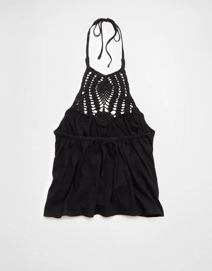 AE Sunchaser Knit Crochet Halter Top