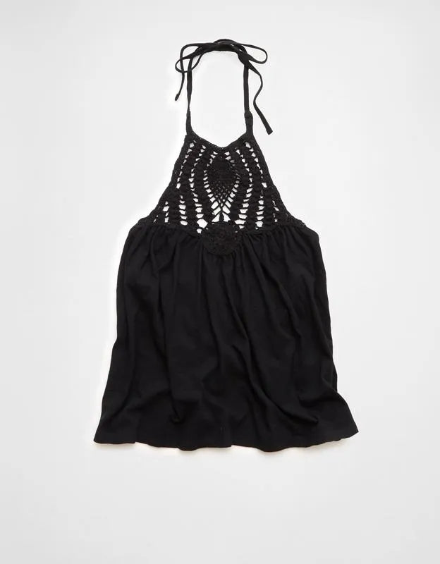 AE Sunchaser Knit Crochet Halter Top