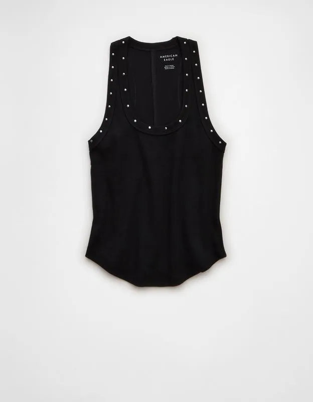 AE Studded Scoop Neck Tank Top