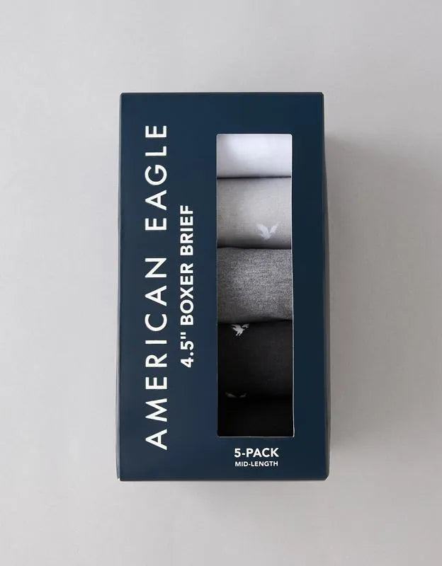 AEO Men's 4.5" Classic Cotton Boxer Brief 5-Pack