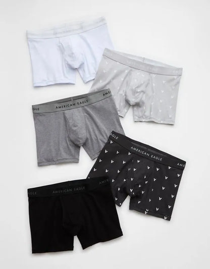 AEO Men's 4.5" Classic Cotton Boxer Brief 5-Pack