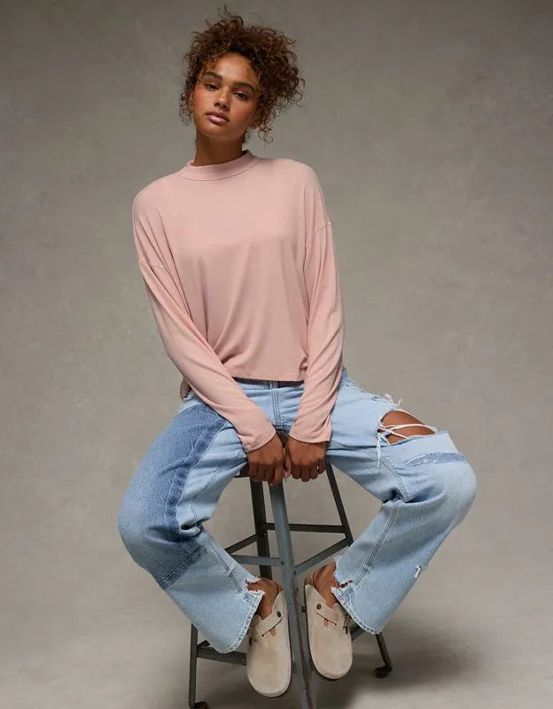 AE Soft & Sexy Long Sleeve Mockneck T-Shirt