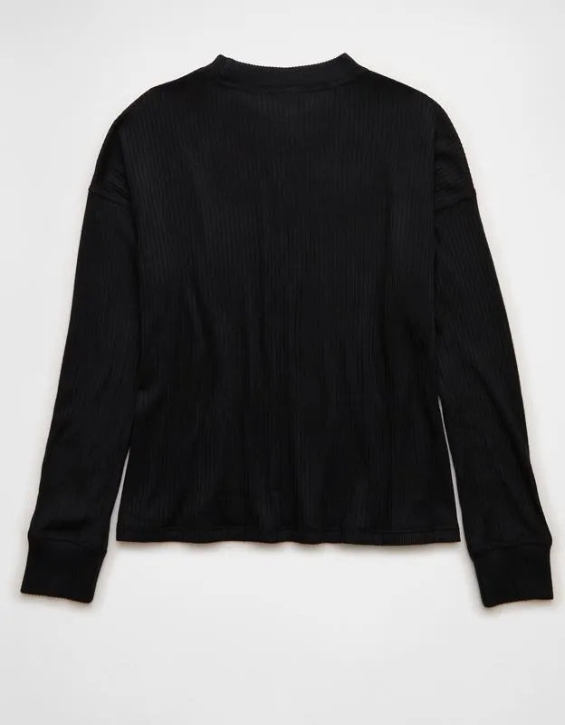 AE Long-Sleeve Waffle Plush Crew Neck Tee