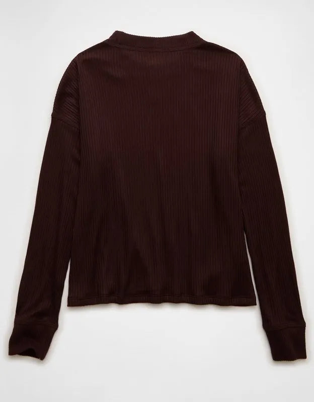 AE Long-Sleeve Waffle Plush Crew Neck Tee