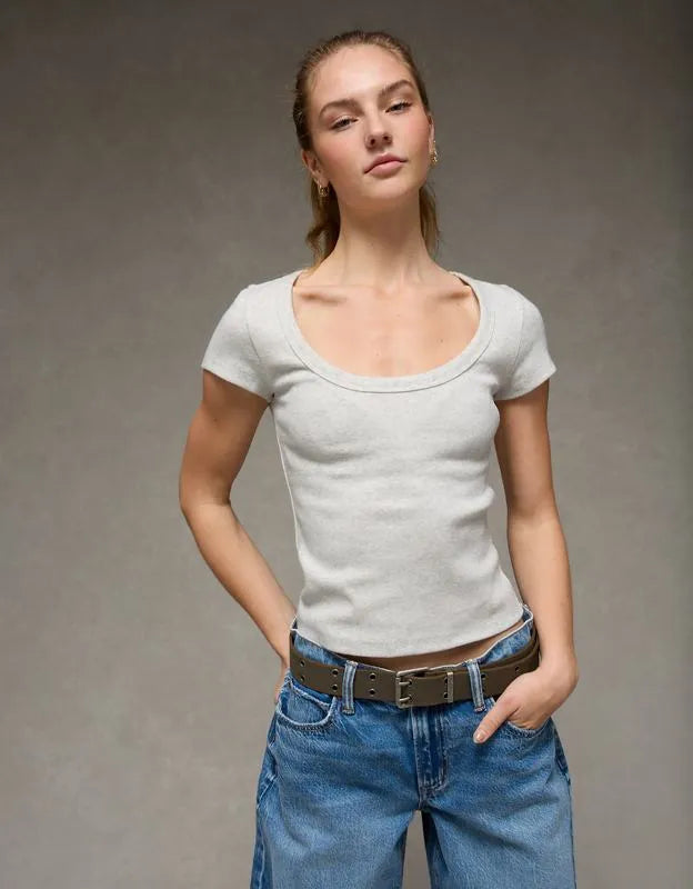 AE Scoop Neck Hey Baby Tee