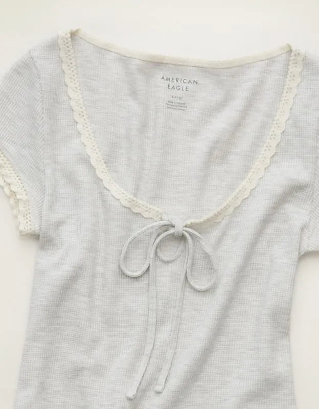 AE Keyhole Hey Baby Waffle Tee