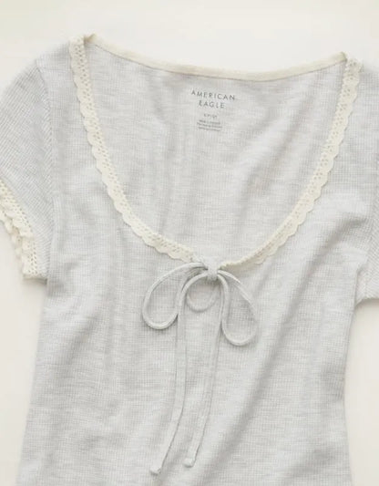 AE Keyhole Hey Baby Waffle Tee