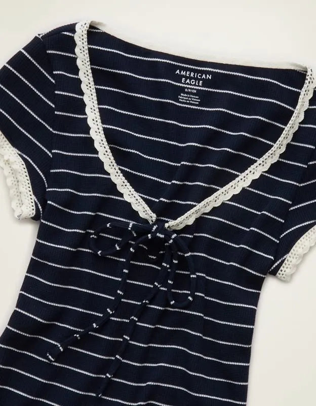 AE Keyhole Hey Baby Waffle Tee