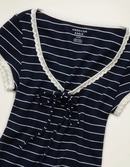AE Keyhole Hey Baby Waffle Tee
