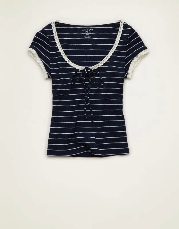 AE Keyhole Hey Baby Waffle Tee