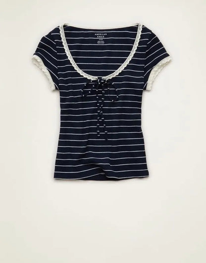 AE Keyhole Hey Baby Waffle Tee