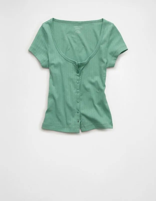 AE Pointelle Button-Up Baby Tee