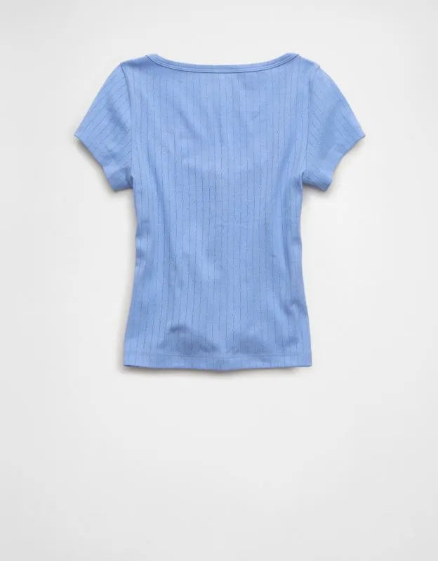 AE Pointelle Button-Up Baby Tee