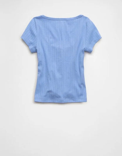AE Pointelle Button-Up Baby Tee