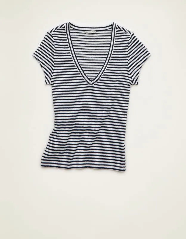 AE V-Neck Textured T-Shirt