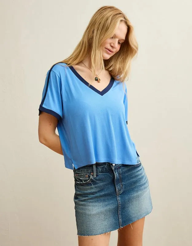 AE Soft & Sexy Ribbed V-Neck T-Shirt