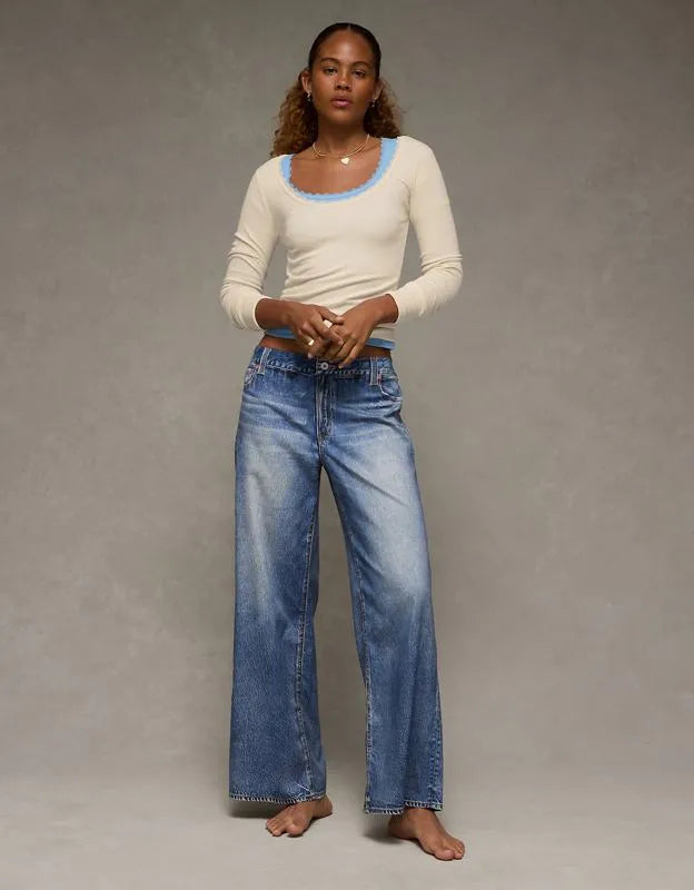 AE Lace-Trim Long Sleeve T-Shirt